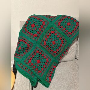 Vintage Handmade Granny Square Afghan Crochet